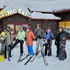 Groepsfoto skien en snowboarden